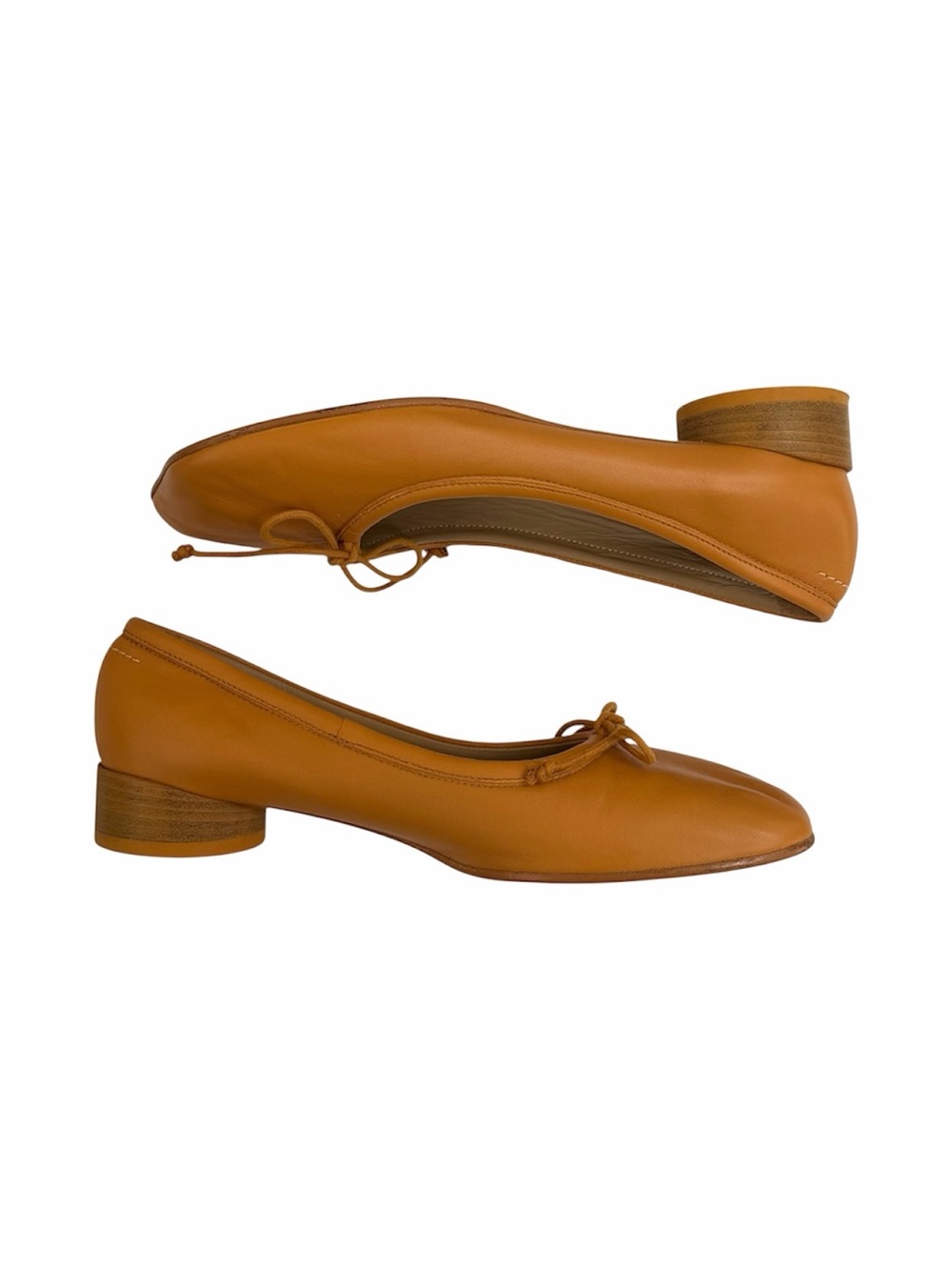 MM6 Maison Martin Margiela Anatomic Leather Yellow Orange Ballerina Pumps 38.5 - Picture 3 of 6